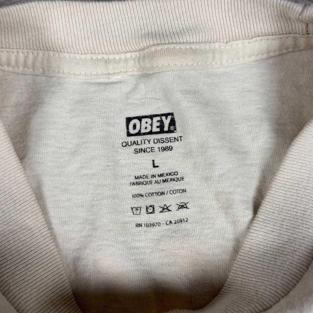 Cream House of Obey Floral Graphic Tee Men's Large - Picture 5 of 8